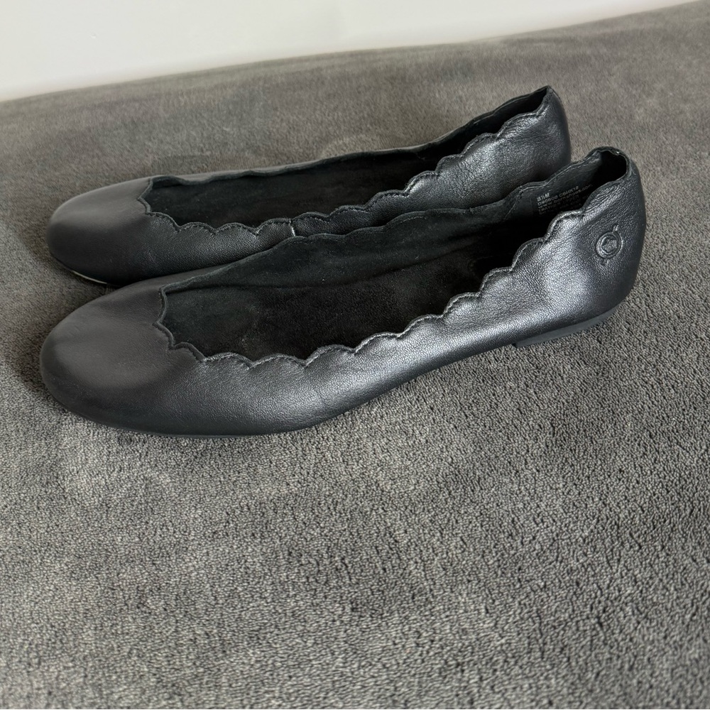 *Born Shoes Allie Womens Leather Ballerina Flats Scalloped